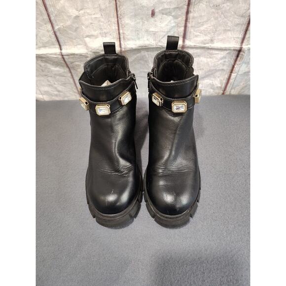 Madden Girl 4 Honeyy Platform Chunky Heel Gem Pull On Chelsea Boots Black - Picture 3 of 11